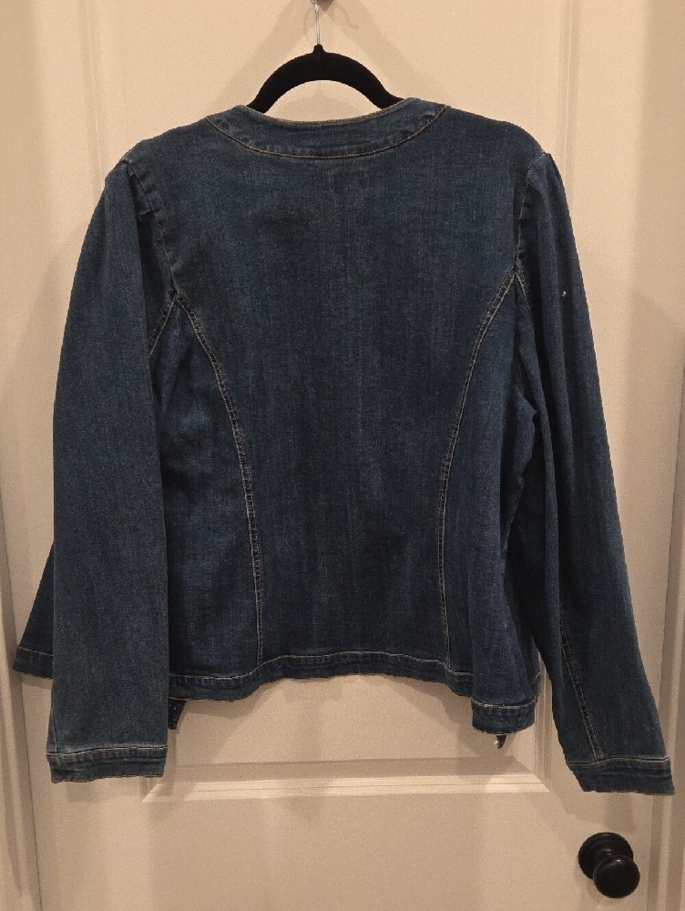 Cato Dark Blue Denim Jacket with Pearl & Gem Trim - Picture 5 of 5